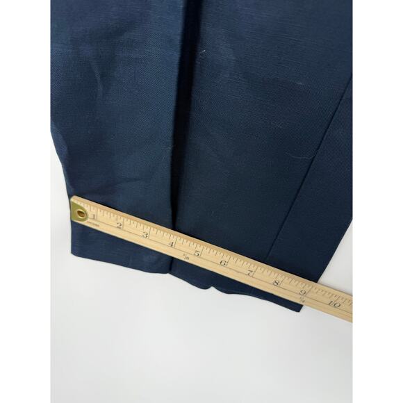 Brooks Brothers Red Fleece Linen Blend Pants Women 6 Navy Blue Straight Cropped - Picture 7 of 9